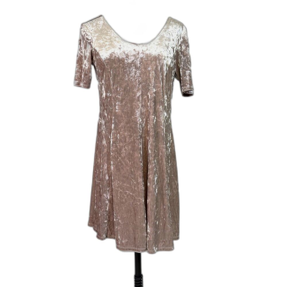 Adam Levine | Velvet Skater Dress | Pastel Pink Champagne | Sz S / M